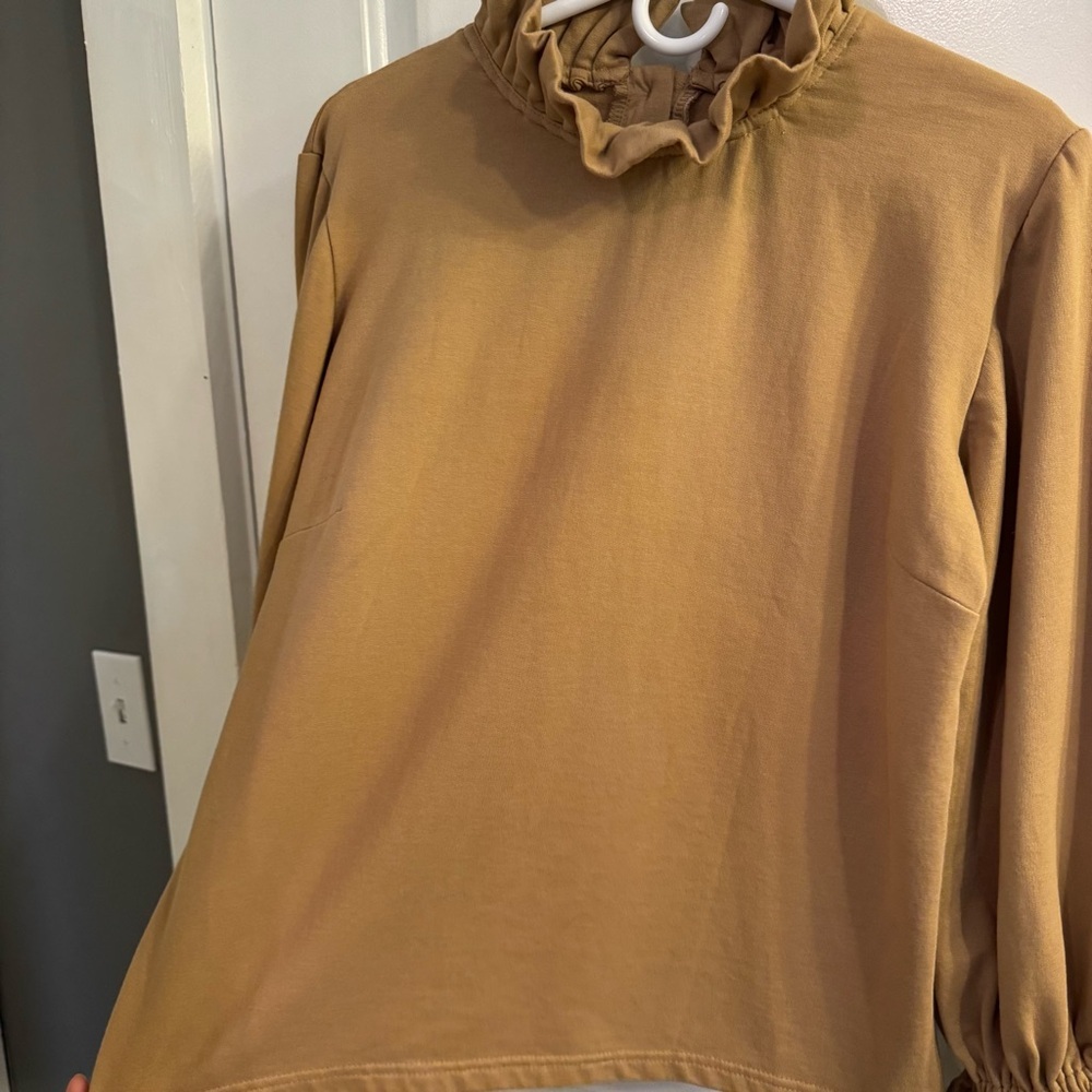 Elizabeth Wilson Design Mary Louise Sweatshirt Medium Camel Brown - Picture 5 of 9
